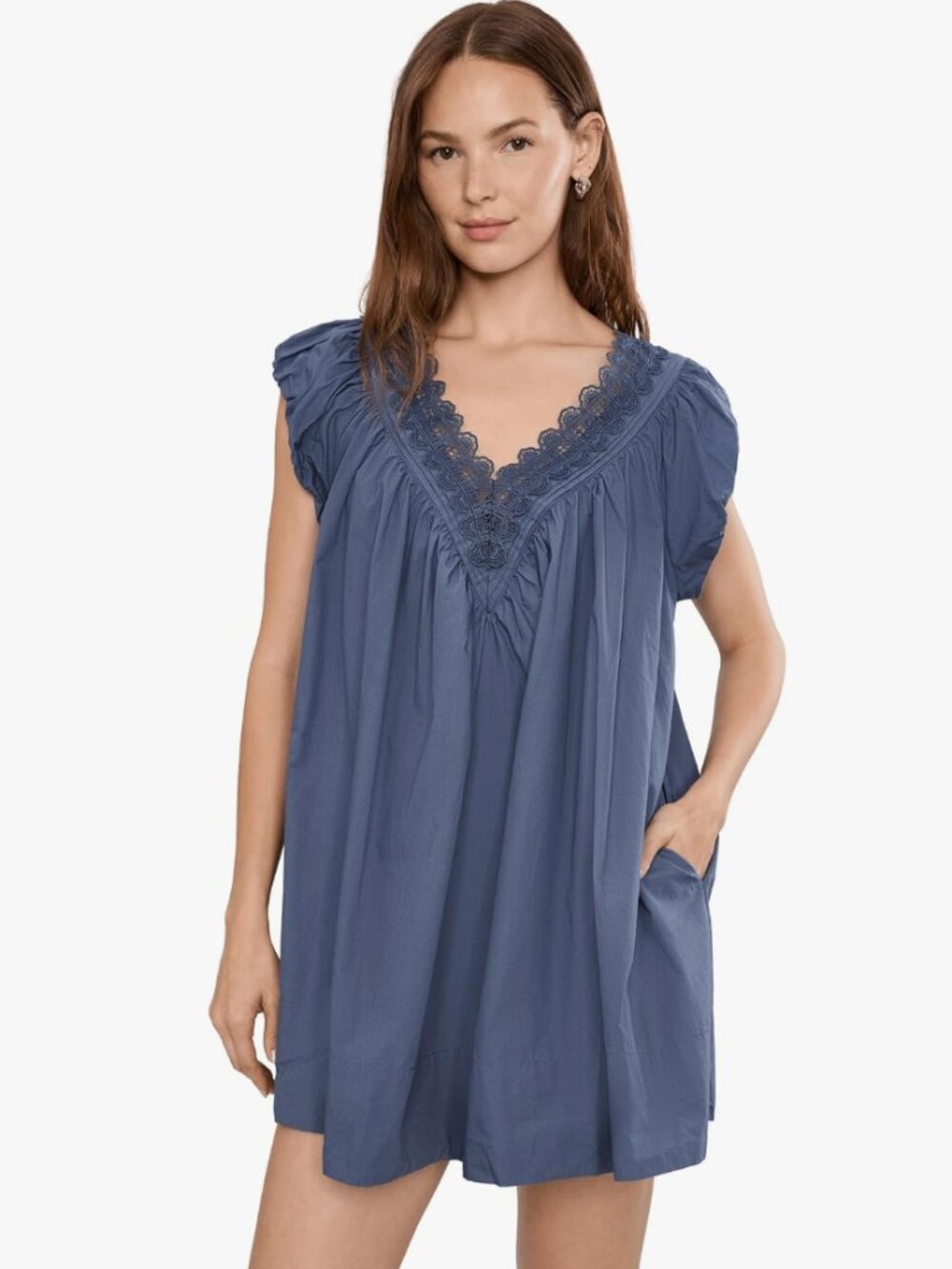 Free People V-neck Mini Dress with Pockets
